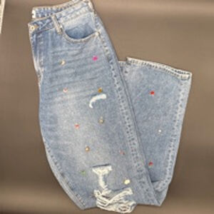 FASHION NOVA Charmed Jeans, Size 13, Blue, Distressed